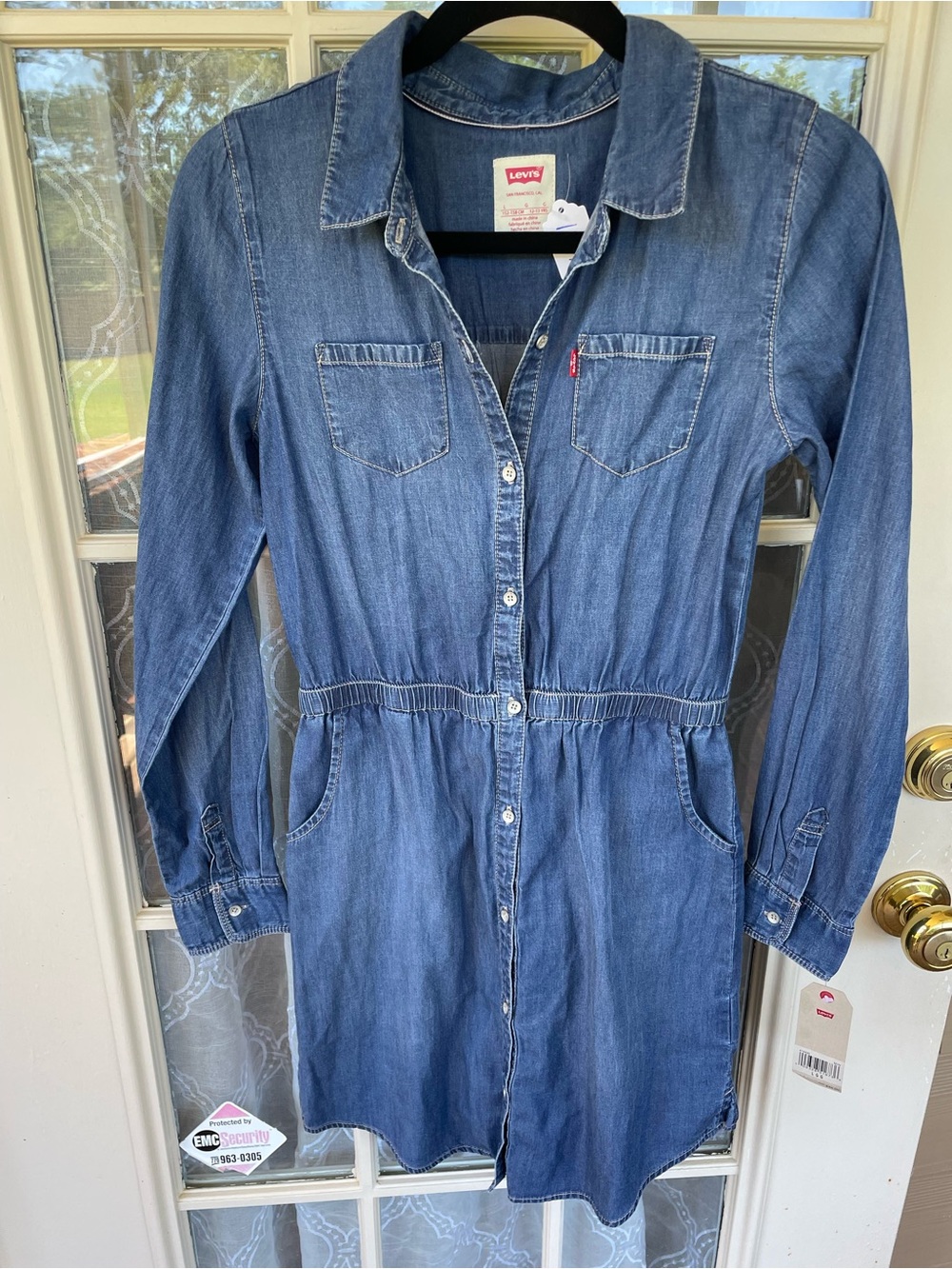 NWT Levi’s Girls L 12-13 Chambray Denim Shirt Dress Long Sleeve Pockets